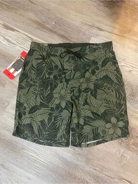 Kirkland Mens Floral Swim Shorts With Zippered Back Pocket Quick Dry Size M